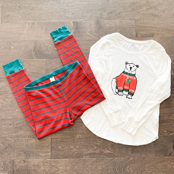 Old Navy Other - Old Navy Thermal Striped Christmas Pajama Set